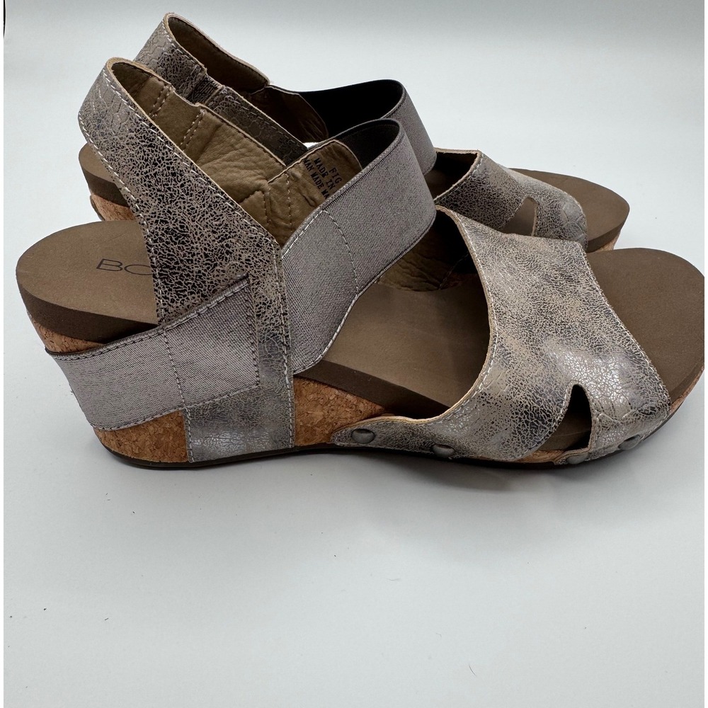 Boutique by Corkys Fig Metallic Pewter Wedge Sandals Womens 10 Studded